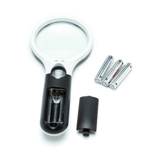 Lente Ingrandimento 3 Luci Led 2 in 1 3X 45X Illuminata Portatile Tascabile - Offershop.it