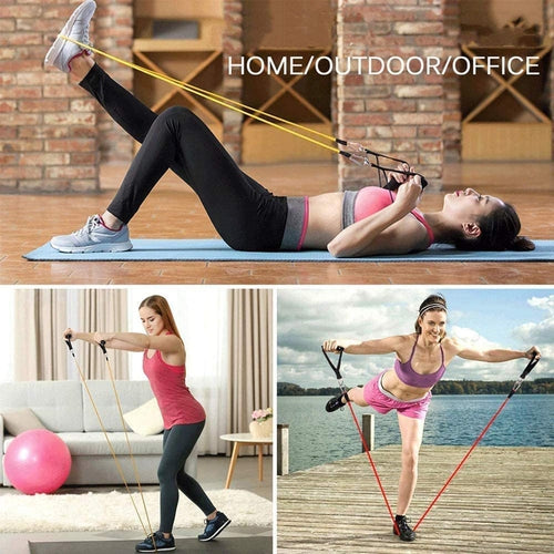 Set Elastici Bande Fitness 11 Pezzi 5 Fasce Maniglie Cavi Allenamento Casa - Offershop.it