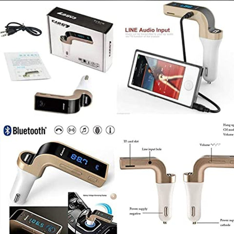 Image of Trasmettitore Radio FM Stereo Bluetooth Auto Display USB AUX Musica MP3 WMA - Offershop.it