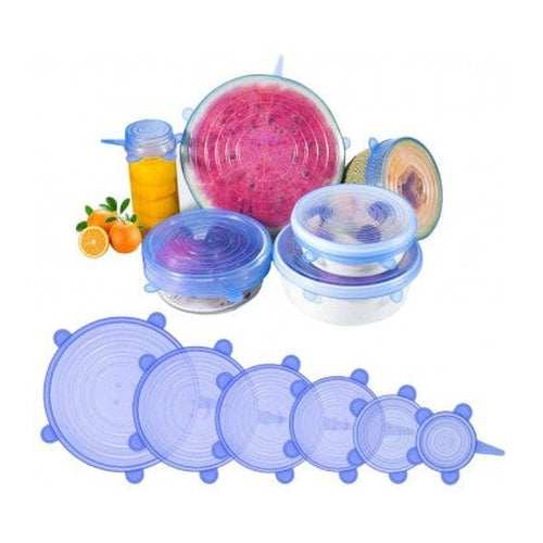 Coperchio Silicone 6 Pezzi Estendibile Conserva Alimenti Cibo Riutilizzabile - Offershop.it